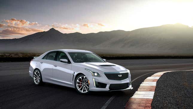 A photo of the Cadillac CTS-V parked on a race track. 