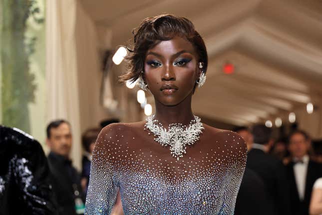 Anok Yai attends The 2024 Met Gala Celebrating “Sleeping Beauties: Reawakening Fashion” at The Metropolitan Museum of Art on May 06, 2024 in New York City. 