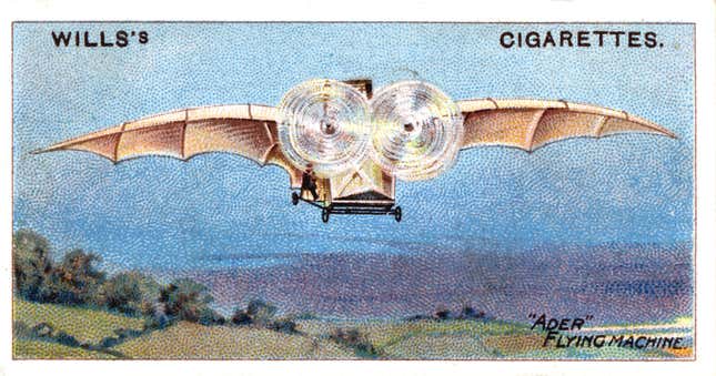 Image for article titled 11 Gorgeous Collectible Cards of Flying Machines From Over a Century Ago