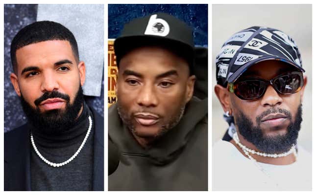 Drake, left; Charlamagne tha God, Kendrick Lamar.