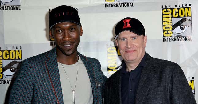 Mahershala Ali (left) and Kevin Feige at 2019 San Diego Comic Con