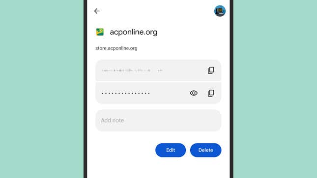 Passwords can be viewed and edited, and notes can be added.