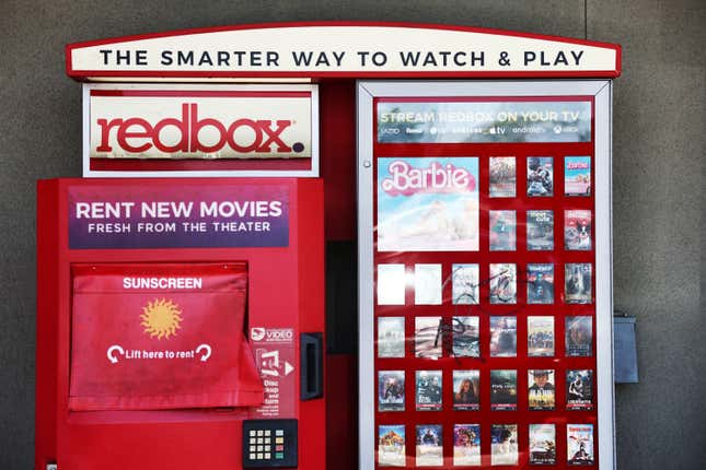 A Redbox movie rental kiosk outside a CVS in Glendale, California.