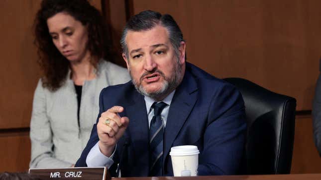 WASHINGTON, DC - MARCH 21: Sen. Ted Cruz (R-TX) delivers remarks during the Senate Judiciary Committee confirmation hearing for U.S. Supreme Court nominee Judge Ketanji Brown Jackson in the Hart Senate Office Building on Capitol Hill March 21, 2022 in Washington, DC. Judge Ketanji Brown Jackson, President Joe Biden's pick to replace retiring Justice Stephen Breyer on the U.S. Supreme Court, will begin four days of nomination hearings before the Senate Judiciary Committee. If confirmed by the Senate, Judge Jackson would become the first Black woman to serve on the Supreme Court. (Photo by Win McNamee/Getty Images)