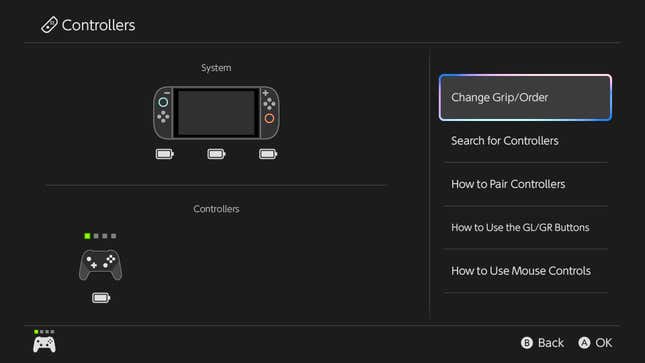 A screenshot shows controller options on the Switch 2.