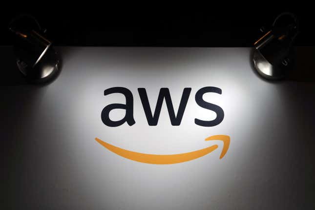 logo of Amazon's AWS with the signature arrow