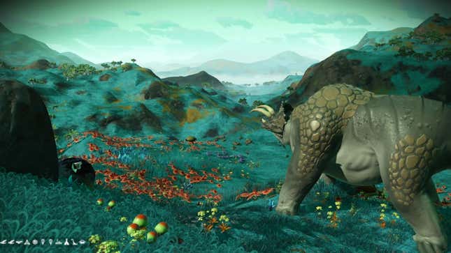 A creature looks out an alien world. 