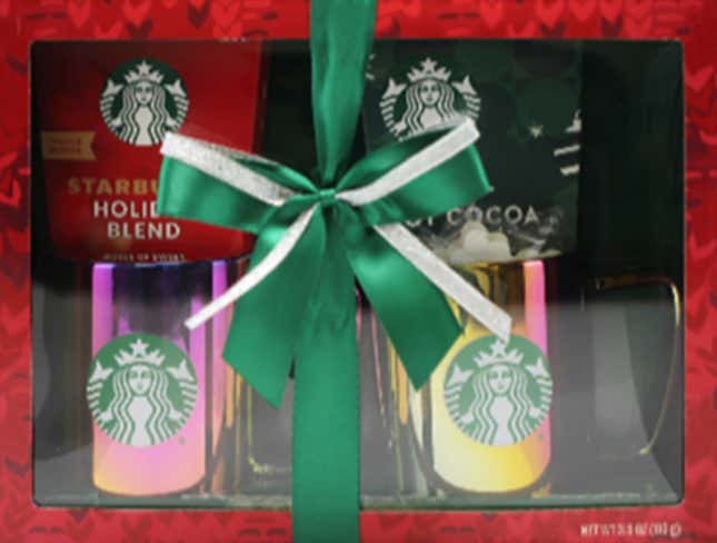 This photo provided by Consumer Product Safety Commission shows Metallic Mugs included in 2023 Holiday Starbucks-branded Gift Sets. The U.S. Consumer Product Safety Commission said Thursday, March 21, 2024, that the mugs, when microwaved or filled with extremely hot liquid, can overheat or break, posing burn and laceration hazards. The containers, manufactured by Nestle, were sold at both in store and online at Target and Walmart and through Nexcom, military retail outlets, nationwide from November 2023 through January. (Consumer Product Safety Commission via AP)