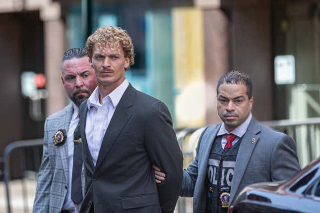 NEW YOR, NEW YORK, UNITED STATES - 2023/05/12: US Marine veteran Daniel Penny, 24, is escorted in handcuffs by the NYPD (New York City Police Department)