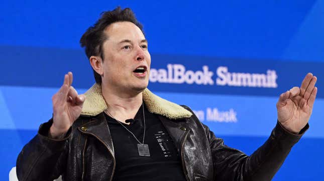 Elon Musk speaks onstage during The New York Times Dealbook Summit 2023 at Jazz at Lincoln Center on November 29, 2023 in New York City.