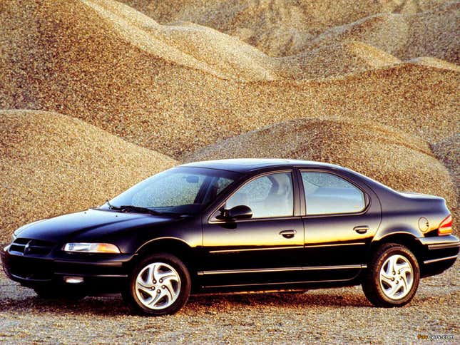 A black Dodge Stratus.