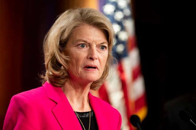  Sen. Lisa Murkowski, R-Alaska, speaks during the Ban Russian Energy Imports Act news conference in the Capitol on Thursday, March 3, 2022.