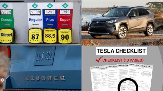 Bild für Artikel mit dem Titel Das ganze Angebot für Mittelklasse-Benzin , Toyota-Betrug und Tesla-Cybertruck Checklisten zu der besten Autokultur dieser Woche