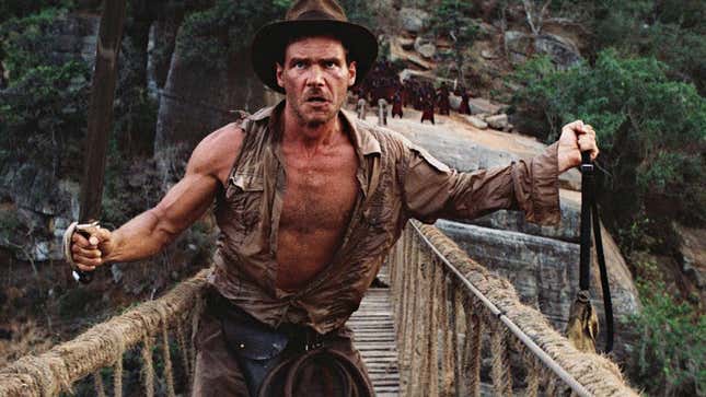 An image shows Harrison Ford as seen in Temple of Doom. 