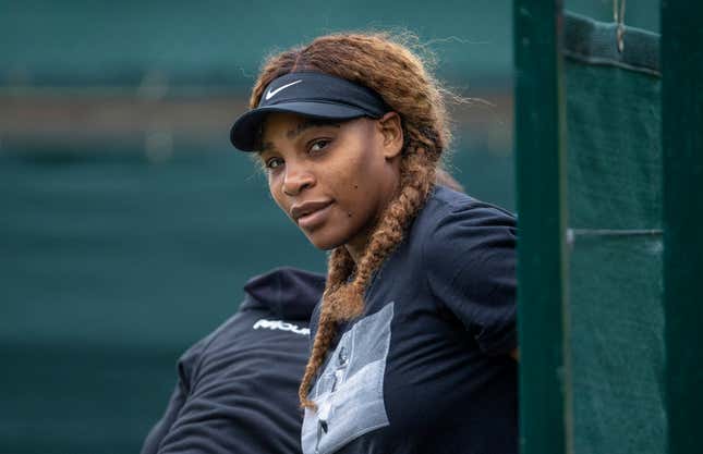 Serena Williams of the United States attends a practice session ahead of The Championships - Wimbledon 2021 at All England Lawn Tennis and Croquet Club on June 27, 2021 in London, England. (Photo by AELTC/Pool/Getty Images)