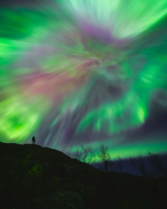 You might need some nausea medicine for this woozy shot of the aurora.