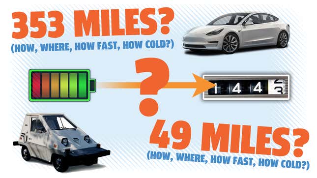 Image for article titled The Way EV Range Is Measured Doesn&#39;t Really Make Sense But Don&#39;t Worry I Can Fix It