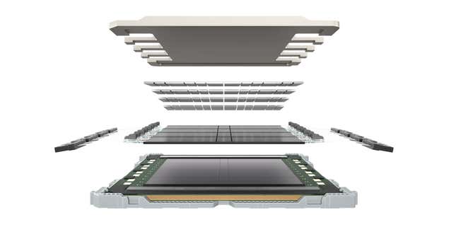 render of a chip with its pieces spread apart