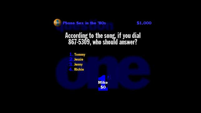 A game show prompt screen