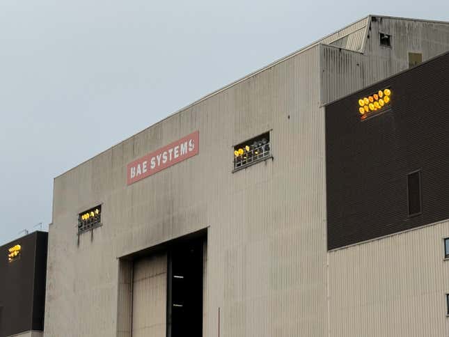 BAE Systems signage on a dull greyish building