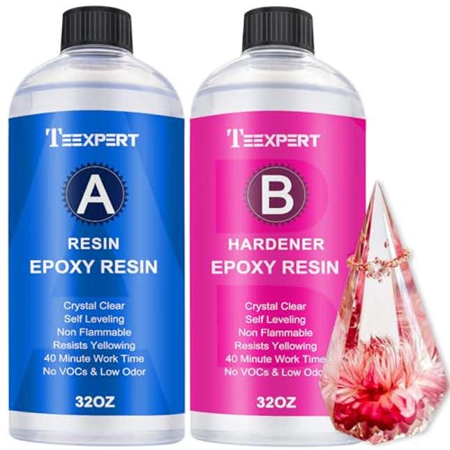 Teexpert Epoxy Resin Crystal Clear: 64oz Epoxy Resin Kit Fast Curing 