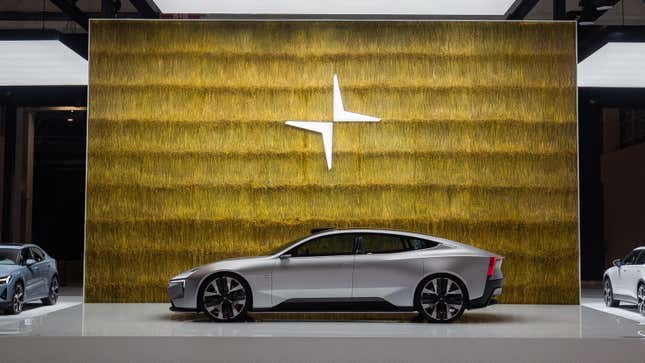 A Polestar 5 on display at an exhibition