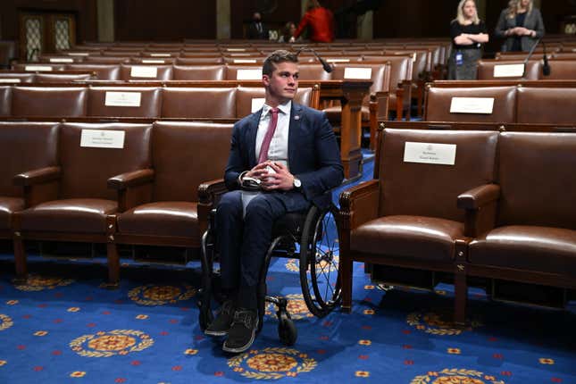 Rep. Madison Cawthorn (R-NC) arrives for the State of the Union address at the U.S. Capitol on March 1, 2022 in Washington, DC. During his first State of the Union address, President Joe Biden will speak on his administration’s efforts to lead a global response to the Russian invasion of Ukraine, work to curb inflation, and bring the country out of the COVID-19 pandemic.