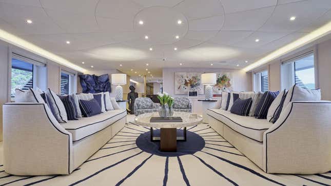 A photo of the interior of the Omnia yacht.