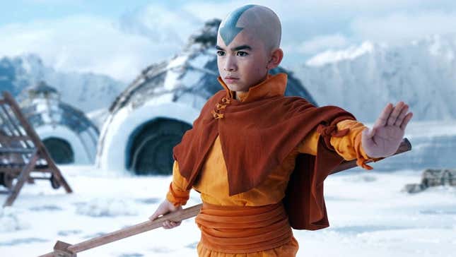 Gordon Cormier as Aang in Netflix's Avatar: The Last Airbender.