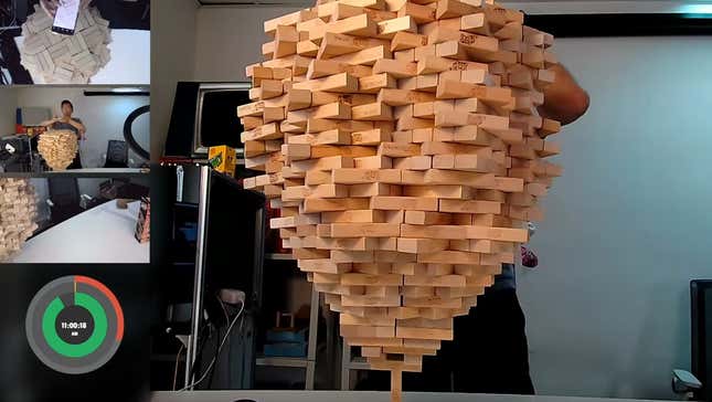 Adult destroys child's Jenga-stacking record and his dreams