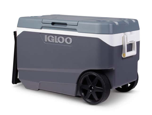 a dark grey Igloo cooler