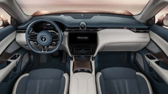 A photo of the new Maserati GranCabrio Folgore electric car.