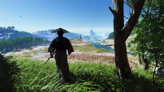 Jin looks out at a landscape of fuedal Japan.