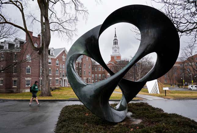 A student walks on the campus of Dartmouth College, Tuesday, March 5, 2024, in Hanover, N.H. Dartmouth&#39;s basketball players voted to form a union, an unprecedented step in the continued deterioration of the NCAA&#39;s amateur business model. (AP Photo/Robert F. Bukaty)