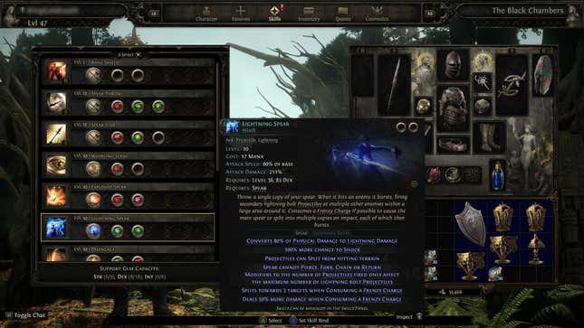 The Huntress’ Lightning Spear ability in Path of Exile 2.