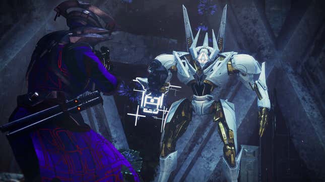  A screenshot of a Guardian facing off against a Vex boss in one of Echoes’ new Battlegrounds.