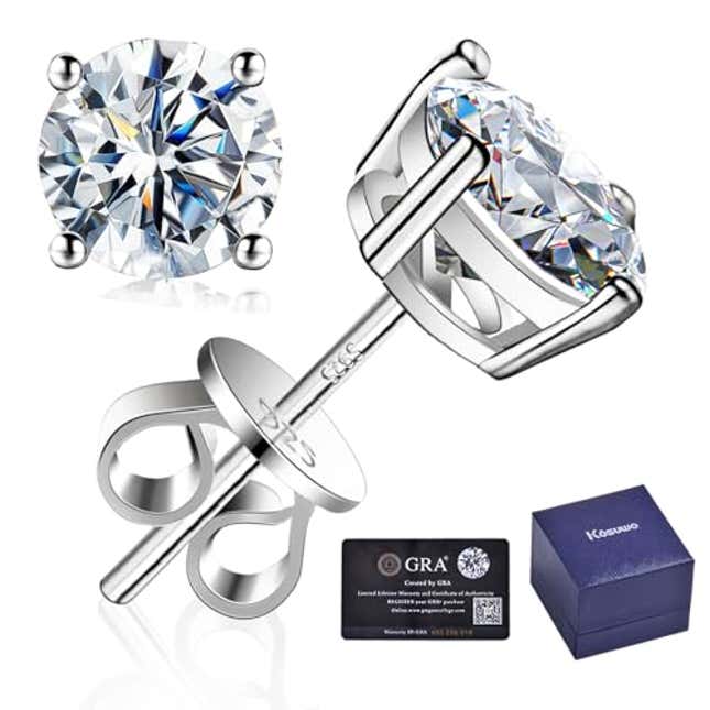 Image for article titled Moissanite Stud Earrings- 2.0CT D Color, Now 54% Off