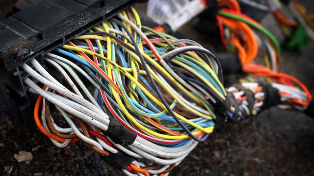 A photo of a wiring loom from a BMW. 