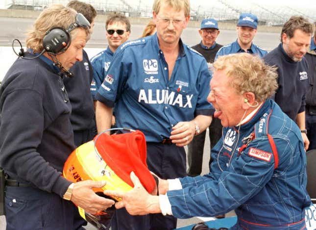 Gary Bettenhausen removes his helmet at the inaugural US 500