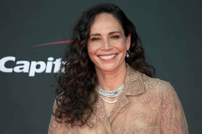 Jul 12, 2023; Los Angeles, CA, USA; Former WNBA player Sue Bird arrives on the red carpet before the 2023 ESPYS at the Dolby Theatre.