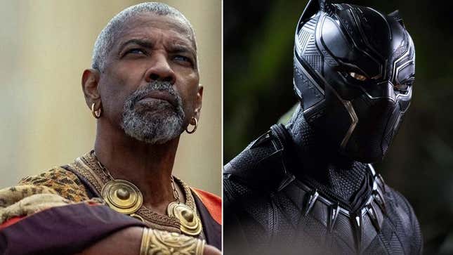 Denzel Washington appears next to an image of Black Panther