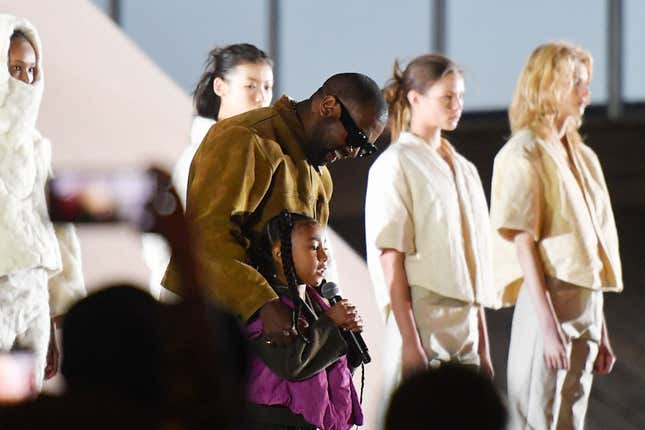 Image for article titled Rarely Seen Moments Between Kanye, North West Have Us Convinced They&#39;re Twins