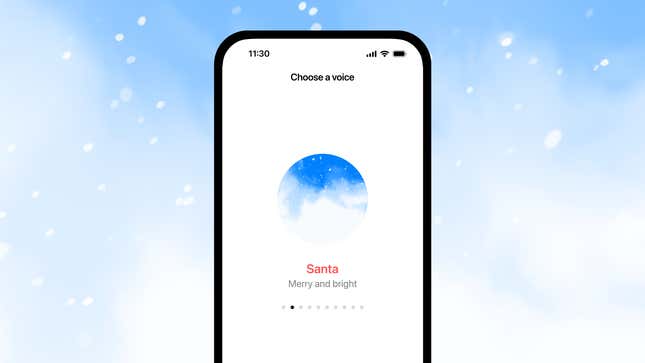 illustration of a phone screen with ChatGPT's Santa Voice displayed