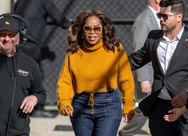 Oprah Winfrey is seen at ‘Jimmy Kimmel Live’ on March 14, 2024 in Los Angeles, California.