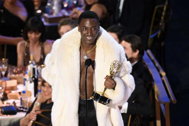 Jerrod Carmichael accepts the award for Outstanding Writing For A Variety Special for “Jerrod Carmichael: Rothaniel” onstage during the 74th Emmy Awards at the Microsoft Theater in Los Angeles, California, on September 12, 2022. (Photo by Patrick T. FALLON / AFP) (Photo by PATRICK T. FALLON/AFP via Getty Images)