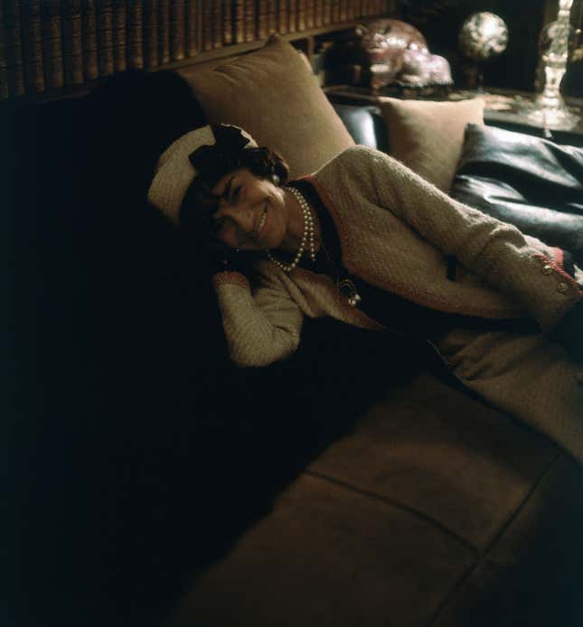 Horst P. Horst first met Coco Chanel in New York in 1937, and would go on to shoot her and her fashion for some 30 years. This frame, discovered in a box that had not been touched for decades, reflects a long standing friendship—an informal portrait of the grand dame of fashion at home.