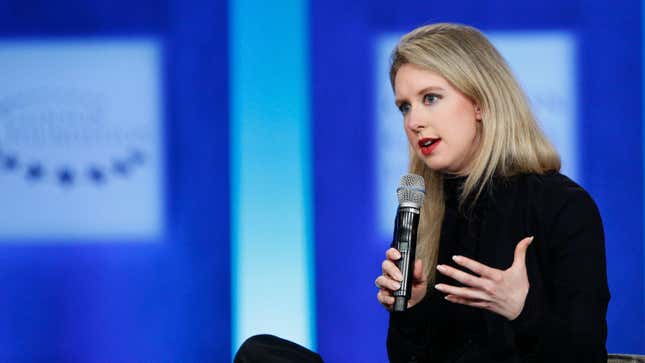 Elizabeth Holmes speaks on stage during the closing session of the Clinton Global Initiative 2015 on September 29, 2015 in New York City.