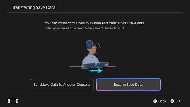 The Transferring Save Data screen for Nintendo Switch 2.