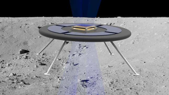 “MIT aerospace engineers are testing a concept for a hovering rover that levitates by harnessing the moon’s natural charge. This illustration shows a concept image of rover.”
