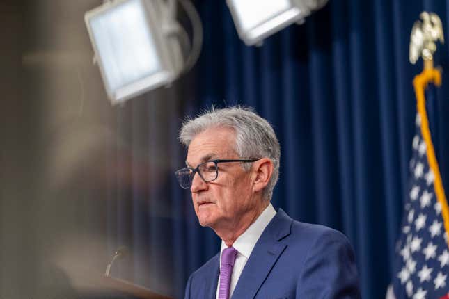 Federal Reserve Board Chair Jerome Powell speaks during a news conference about the Federal Reserve&#39;s monetary policy at the Federal Reserve, Wednesday, Jan. 31, 2024, in Washington. (AP Photo/Alex Brandon)